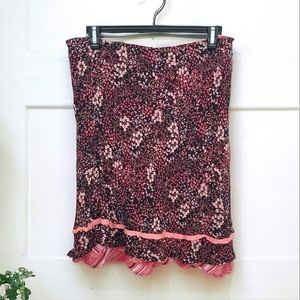 J. Jill Floral / Striped Knee Length Reversible Skirt Size Medium Petite